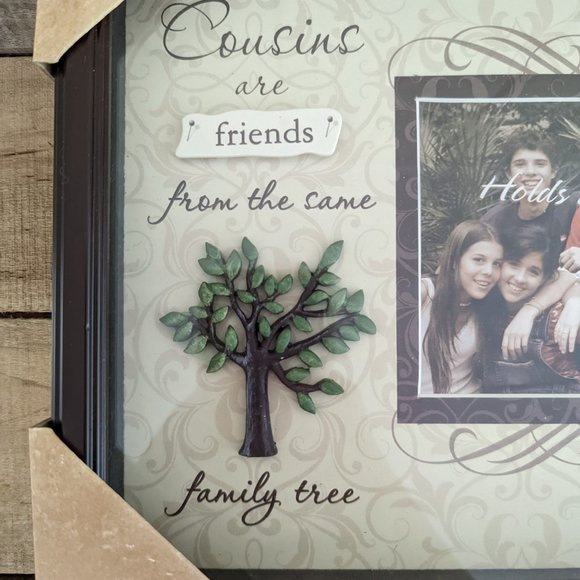 "Cousins are friends from the same family tree" wood and glass picture frame - Picture 5 of 9